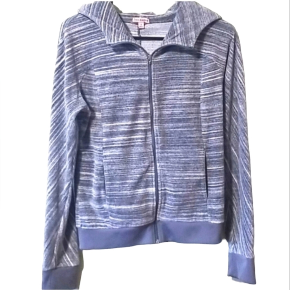 Juicy Couture Hoodie Velour Full Zip Up Gray Small